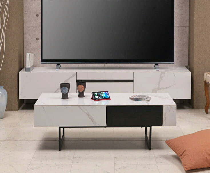 センターテーブル リビングテーブル ローテーブル 110cm ストーン調 収納付き - 【公式】allecore(アレコレ) 家具インテリア・生活雑貨のオンライン通販