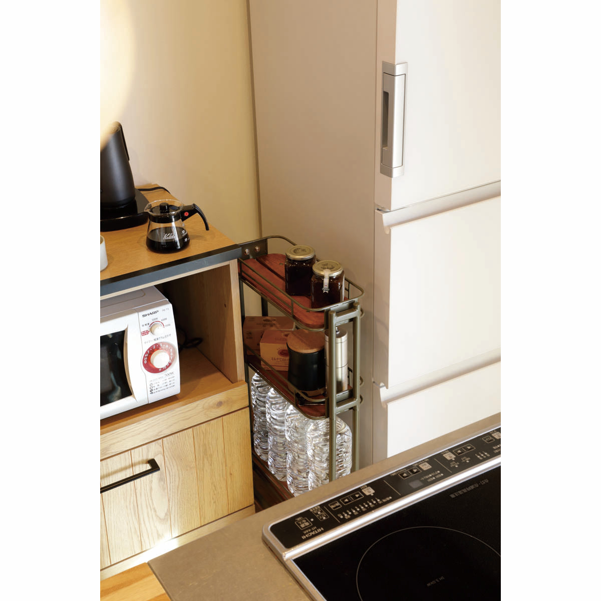 キッチンワゴン スリム 3段 W445×D200×H745mm