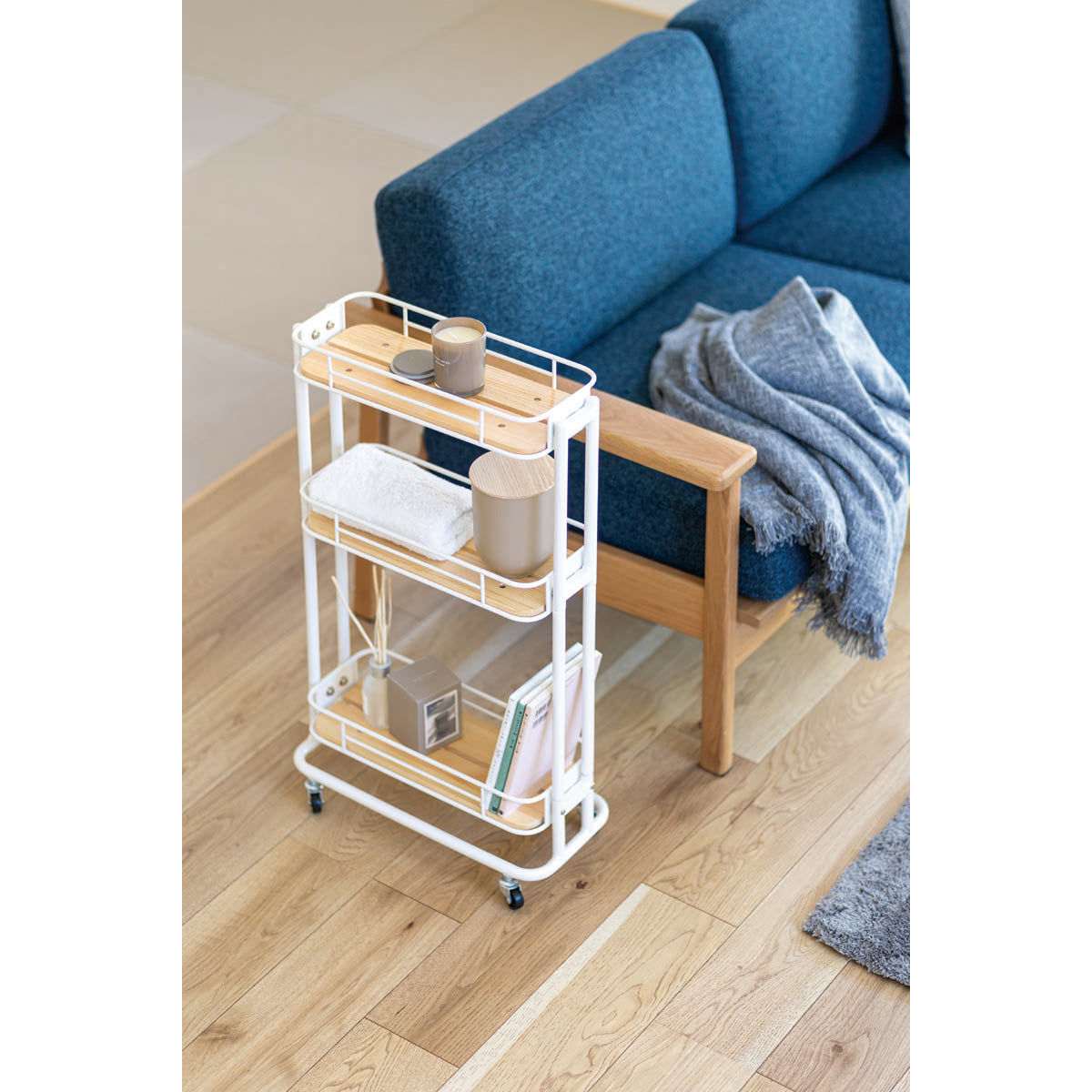 キッチンワゴン スリム 3段 W445×D200×H745mm