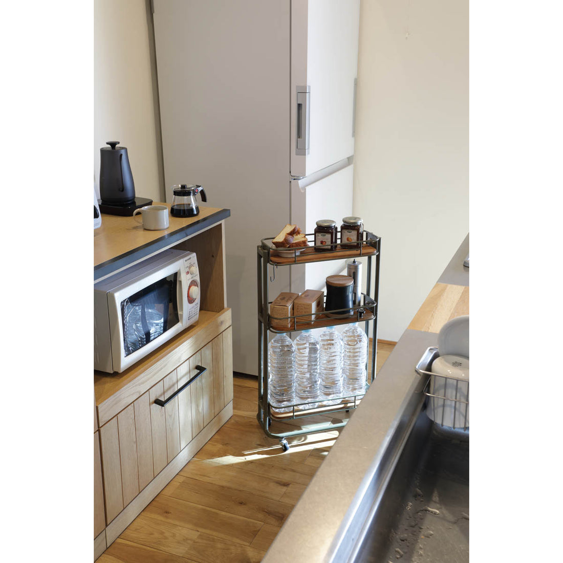 キッチンワゴン スリム 3段 W445×D200×H745mm