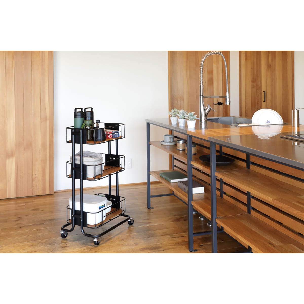 キッチンワゴン 3段 W445×D350×H855mm