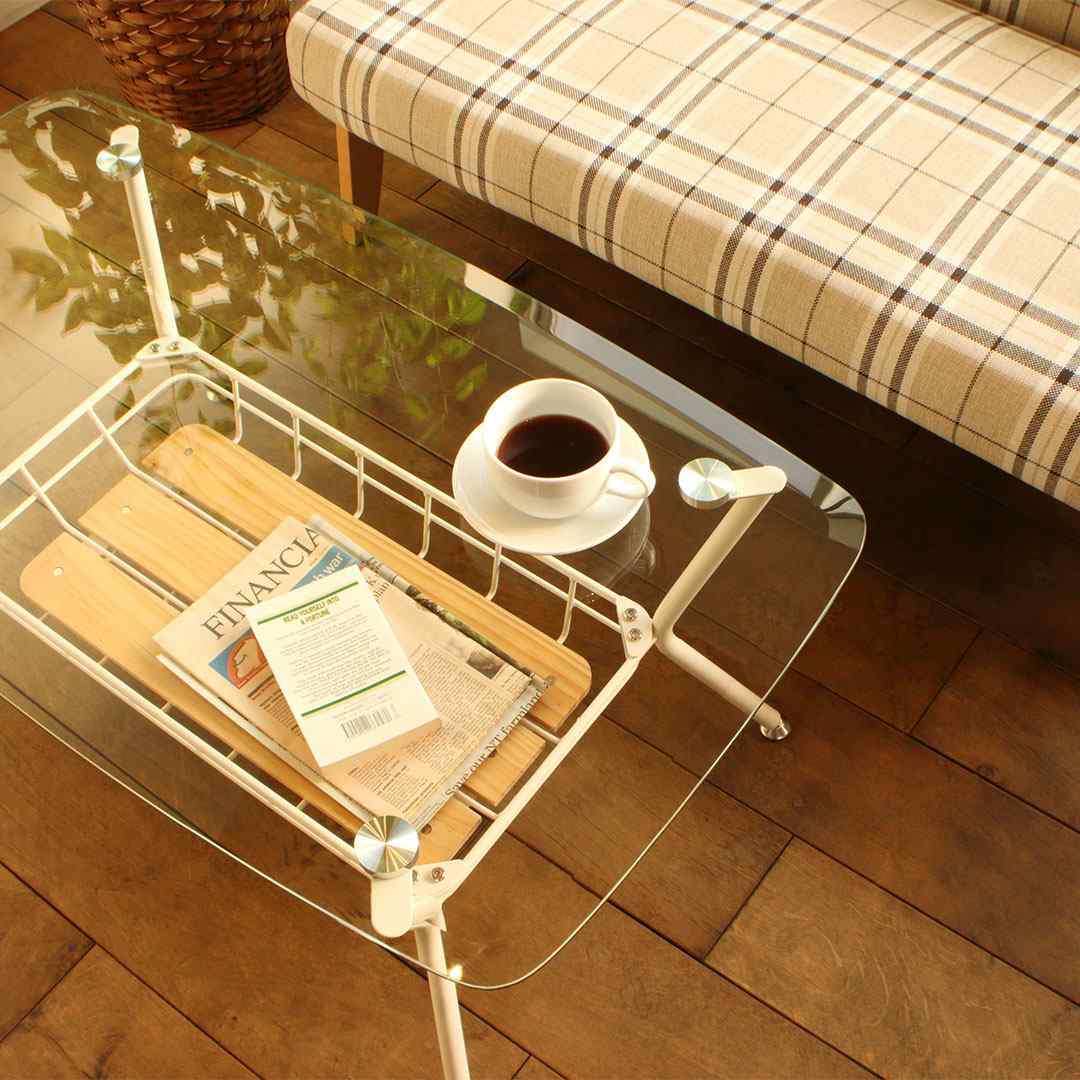 ガラステーブル W900×D500×H400mm