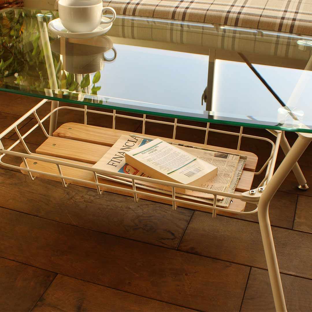 ガラステーブル W900×D500×H400mm