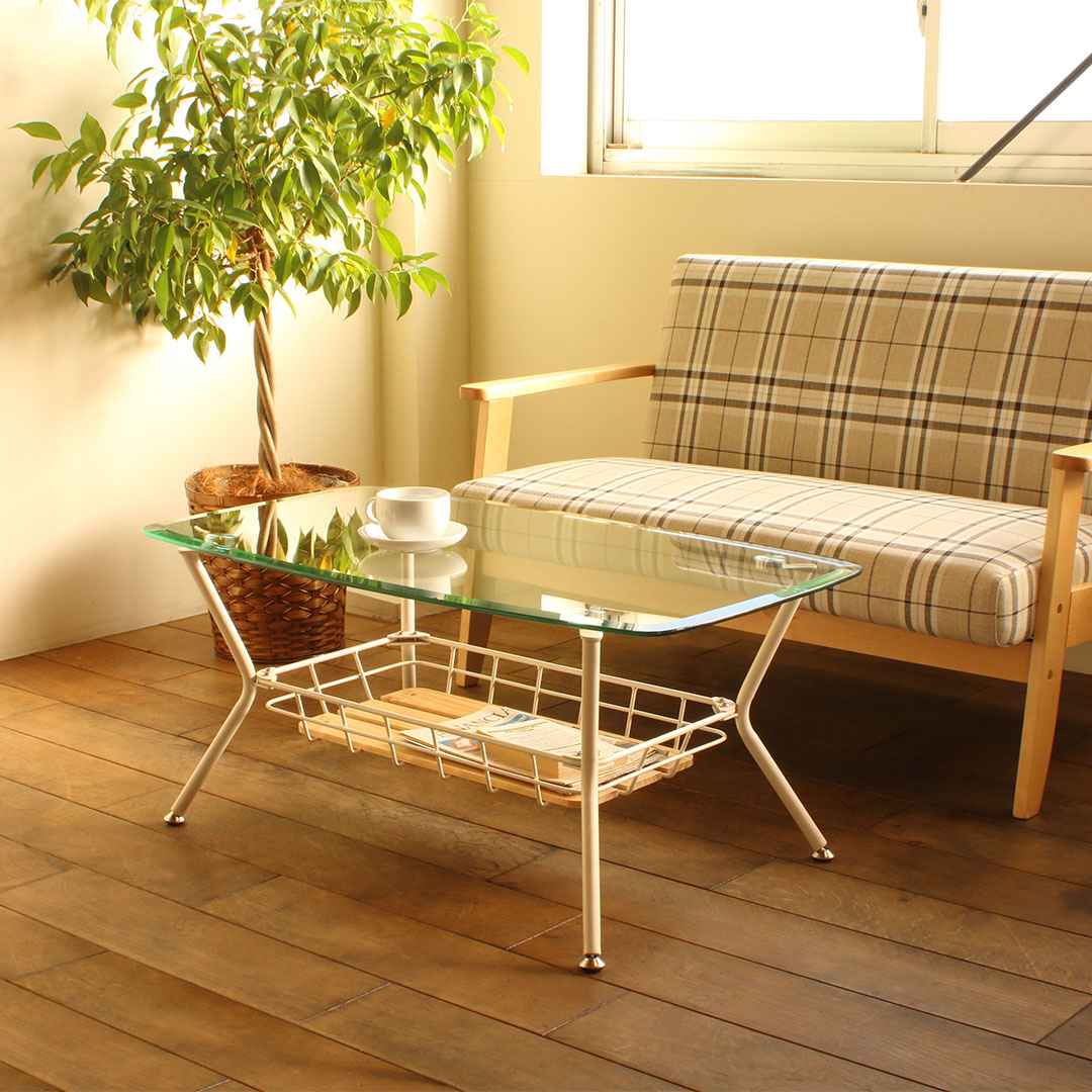 ガラステーブル W900×D500×H400mm