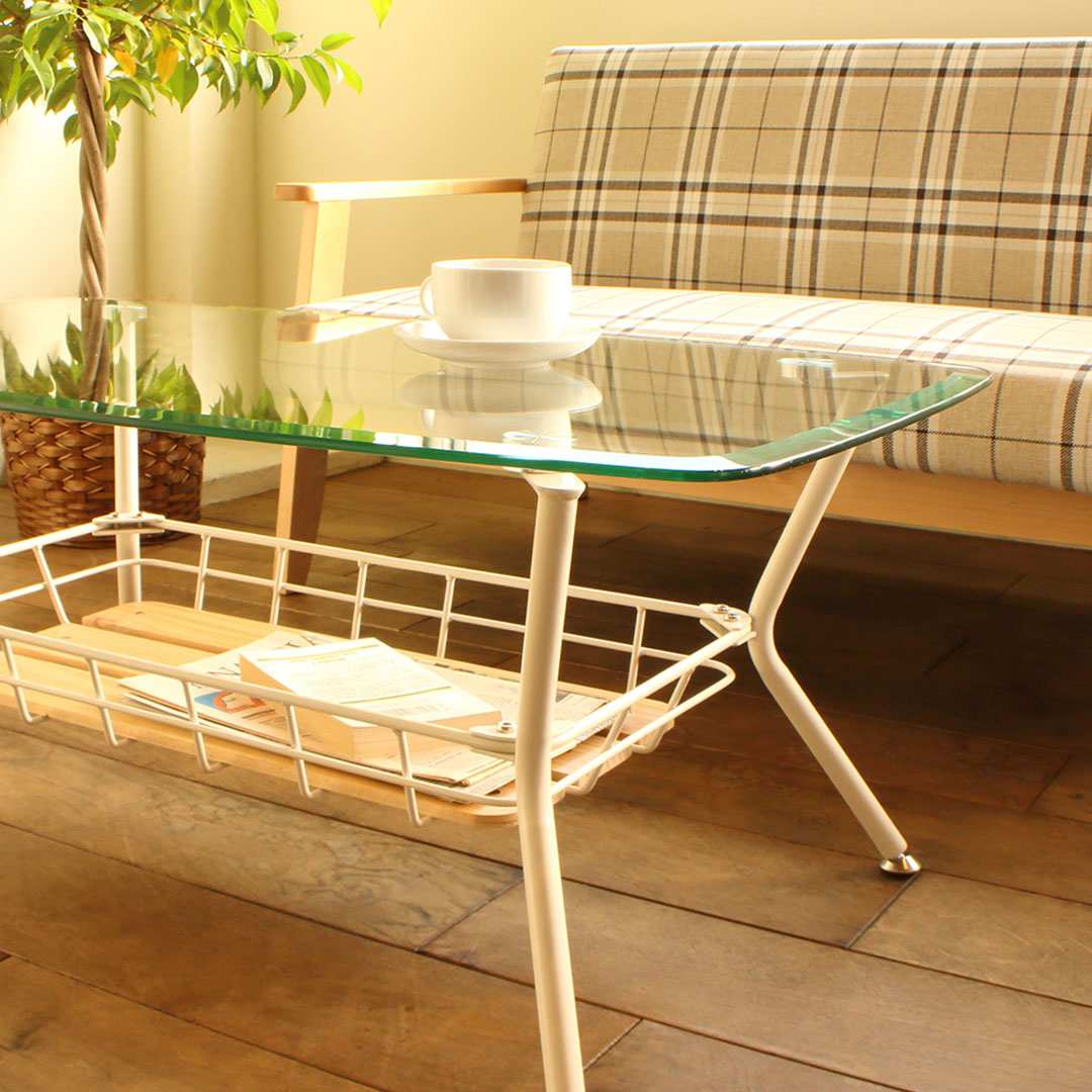 ガラステーブル W900×D500×H400mm