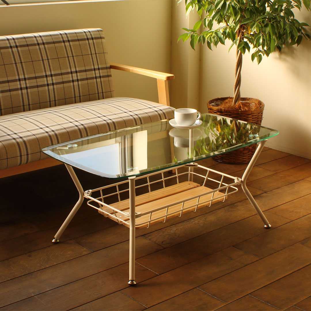 ガラステーブル W900×D500×H400mm