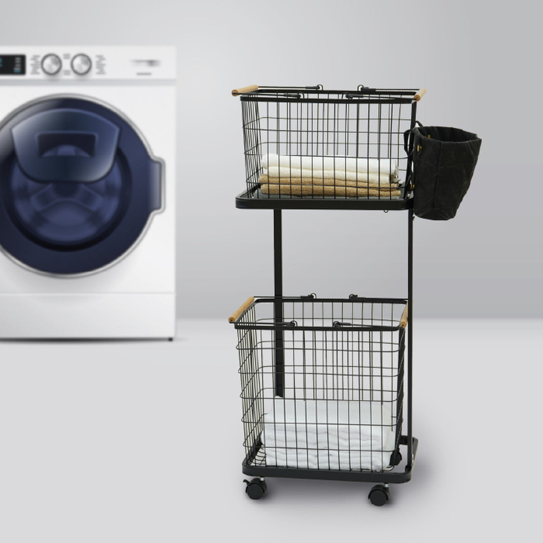 ランドリーバスケット スリム 2段 キャスター ピンチバッグつき LACRACK ALC050 - 【公式】allecore(アレコレ) 家具インテリア・生活雑貨のオンライン通販