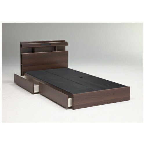 シングル ベッド フレーム ライト付 棚付 収納付 幅98×長さ213×高さ80cm