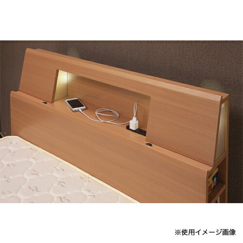 シングル ベッド フレーム ライト付 棚付 幅98×長さ213×高さ80cm