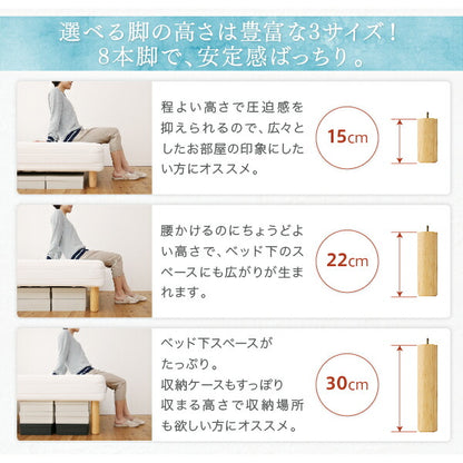 組立設置付き ベーシック脚付きマットレスベッド ボンネルコイルマットレス クイーン 脚15cm 送料無料