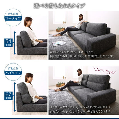 【新商品】フロアソファ Lucy ルーシー ソファ ワイド肘 ロータイプ 3P 送料無料