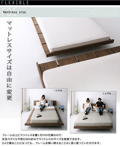 【新商品】モダンデザインローベッド Masterpiece マスターピース 国産カバーポケットコイルマットレス付き ナローステージ クイーン(Q×1) フレーム幅180 送料無料
