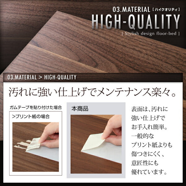 組立設置付き 棚・コンセント付きフロアベッド W.coRe ダブルコア プレミアムボンネルコイルマットレス付き セミダブル