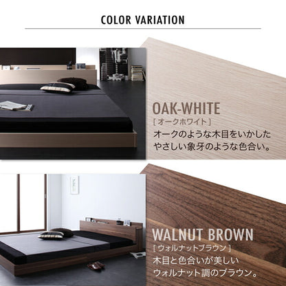 組立設置付き 棚・コンセント付きフロアベッド W.coRe ダブルコア スタンダードボンネルコイルマットレス付き セミダブル 送料無料