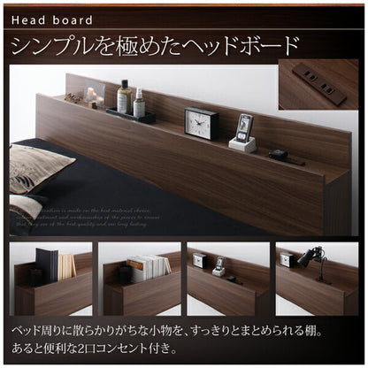 【新商品】棚・コンセント付き収納ベッド General ジェネラル マルチラススーパースプリングマットレス付き ダブル 送料無料