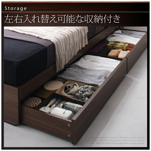 【新商品】棚・コンセント付き収納ベッド General ジェネラル マルチラススーパースプリングマットレス付き ダブル 送料無料