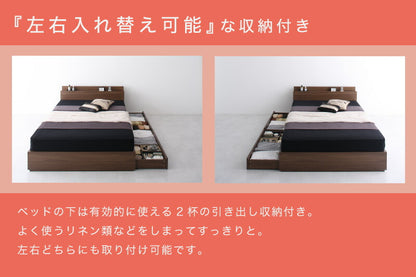 【新商品】組立設置付き 棚・コンセント付き収納ベッド General ジェネラル 国産カバーポケットコイルマットレス付き シングル 送料無料