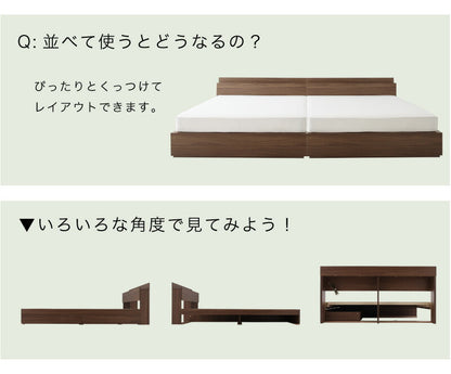 棚・コンセント付き収納ベッド General ジェネラル プレミアムポケットコイルマットレス付き セミダブル 送料無料