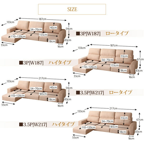 【新商品】フロアコーナーカウチソファ LUFAS ルーファス ソファ ロータイプ 4P 送料無料