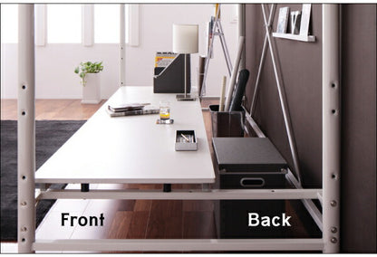 【新商品】3段可動デスク&amp;コンセント宮棚付きロフトベッドフレームのみ Strain ストレイン シングル 送料無料