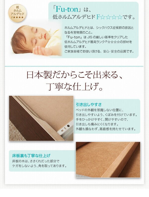 組立設置付 布団が収納できるチェストベッド Fu-ton ふーとん 薄型抗菌国産ポケットコイルマットレス付き セミダブル 送料無料