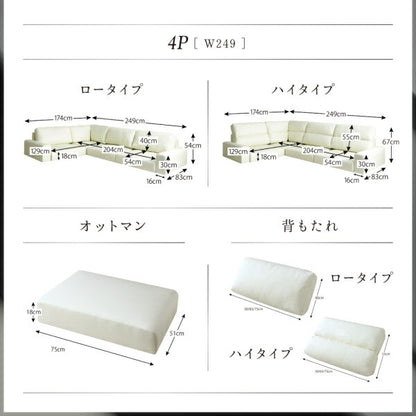 【新商品】フロアコーナーソファ LOWARD ロワード ソファ ハイタイプ 3P 送料無料