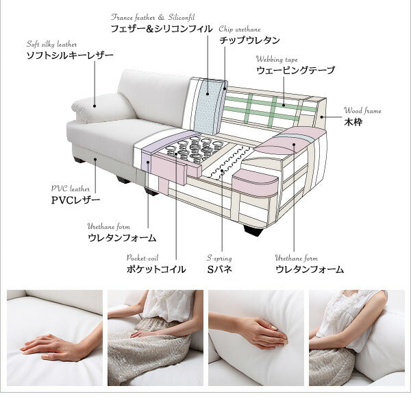 【新商品】フランス産フェザー入りモダンデザインソファ VOGUE-coco ヴォーグ・ココ 幅160cm 送料無料