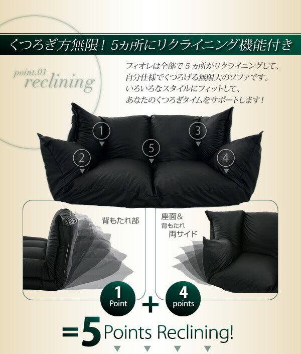 【新商品】フロアマルチソファ Fiore フィオレ レザータイプ 2P 送料無料