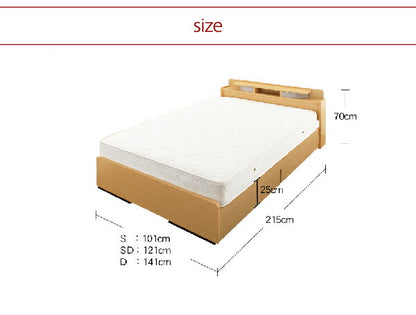 【新商品】照明・棚付き収納ベッド All-one オールワン ボンネルコイルマットレス付き ダブル 送料無料