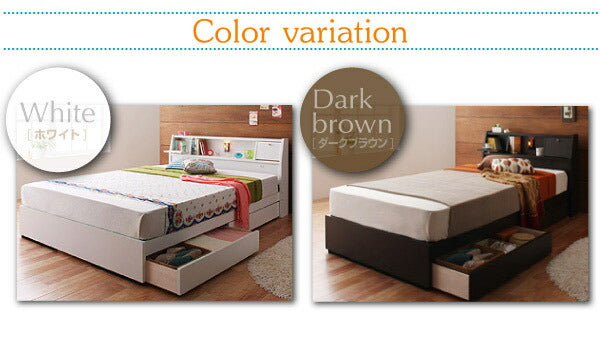 【新商品】照明・コンセント付き収納ベッド Miana ミアーナ ラテックス入り国産ポケットコイルマットレス付き ダブル 送料無料