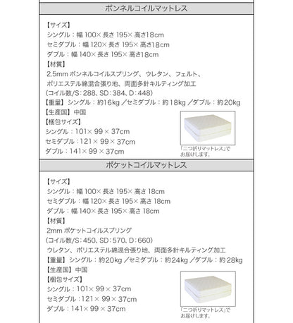 【新商品】照明・コンセント付き収納ベッド Miana ミアーナ ラテックス入り国産ポケットコイルマットレス付き セミダブル 送料無料