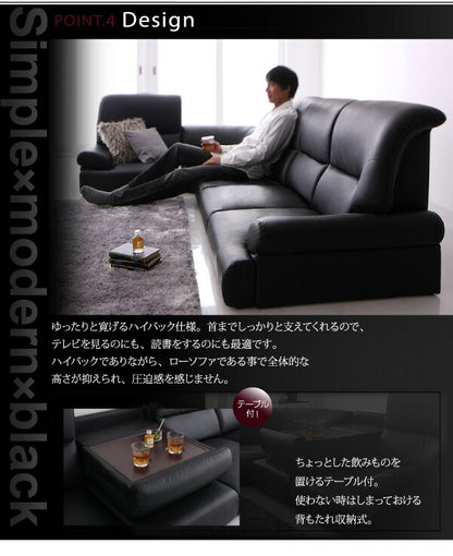 【新商品】シンプルモダンシリーズ ハイバックフロアコーナーソファ BLACK ブラック 4点セット 1P×3+コーナー 送料無料