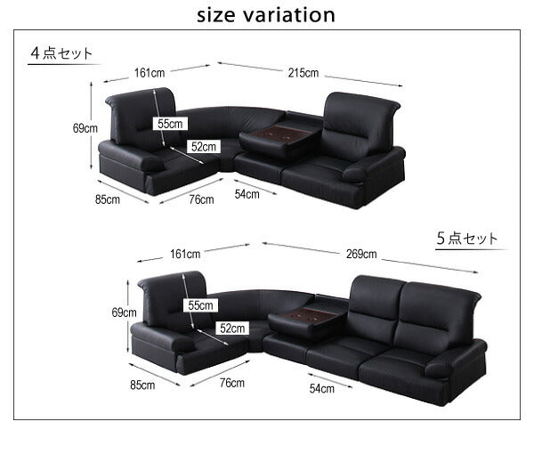 【新商品】シンプルモダンシリーズ ハイバックフロアコーナーソファ BLACK ブラック 4点セット 1P×3+コーナー 送料無料