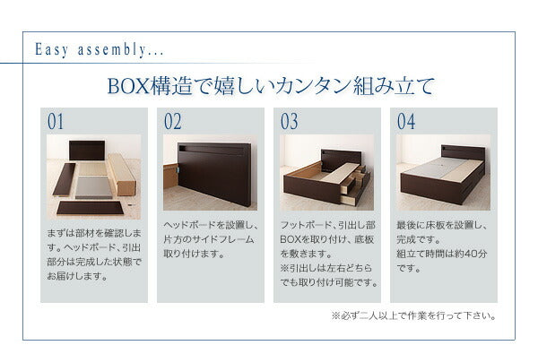 【新商品】お客様組立 棚・コンセント付きチェストベッド Lagest ラジェスト 薄型プレミアムポケットコイルマットレス付き ダブル 送料無料