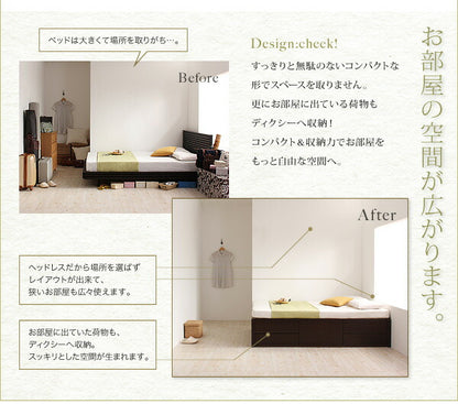 【新商品】組立設置付 シンプルチェストベッド Dixy ディクシー 薄型抗菌国産ポケットコイルマットレス付き ダブル 送料無料