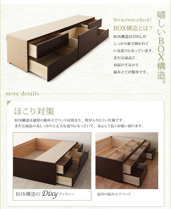 【新商品】お客様組立 シンプルチェストベッド Dixy ディクシー ベッドフレームのみ セミシングル 送料無料