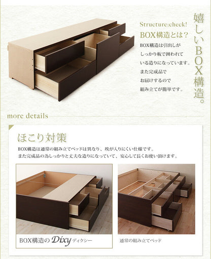 【新商品】組立設置付 シンプルチェストベッド Dixy ディクシー 薄型スタンダードポケットコイルマットレス付き ダブル 送料無料