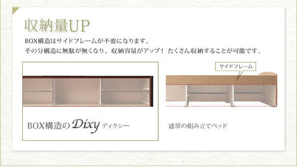 【新商品】組立設置付 シンプルチェストベッド Dixy ディクシー 薄型スタンダードポケットコイルマットレス付き セミダブル 送料無料