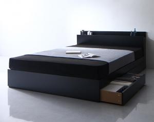 【新商品】組立設置付き 棚・コンセント付き収納ベッド Umbra アンブラ スタンダードボンネルコイルマットレス付き シングル 送料無料