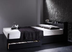 【新商品】組立設置付き 棚・コンセント付き収納ベッド VEGA ヴェガ スタンダードポケットコイルマットレス付き ダブル 送料無料