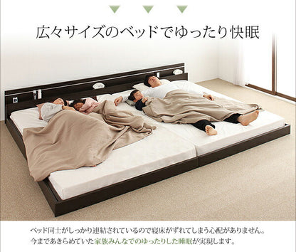 モダンライト・コンセント付き国産フロアベッド JOINT WIDE ジョイントワイド ラテックス入り国産ポケットコイルマットレス付き セミダブル 送料無料