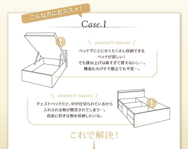 【新商品】組立設置付 シンプル大容量収納庫付きすのこベッド Open Storage オープンストレージ ベッドフレームのみ セミダブル 深さラージ 送料無料