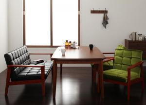 【新商品】組立設置付き ソファ&amp;ダイニングセット DARNEY ダーニー 4点セット(テーブル+2Pソファ1脚+1Pソファ2脚) W160 送料無料