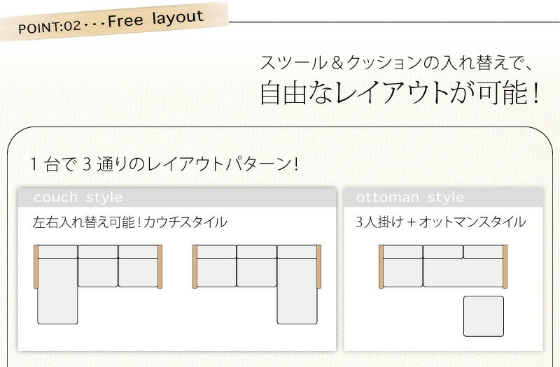 木肘コーナーカウチソファ FUNK ファンク 3P 送料無料