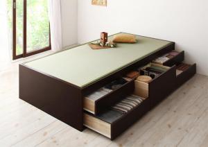 組立設置付 シンプルモダン畳チェストベッド 翠緑 すいりょ 中国産畳 ベッドガードなし シングル