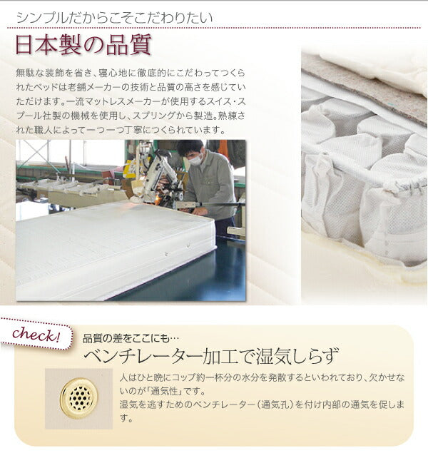 新・国産ポケットコイルマットレスベッド Waza ワザ マットレスベッド かため：線径2.0mm シングル 脚22cm 送料無料