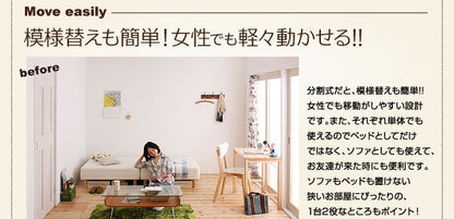 組立設置付き 新・移動ラクラク 分割式マットレスベッド 専用敷きパッドセット ボンネルコイルマットレスタイプ セミダブル 脚30cm 送料無料
