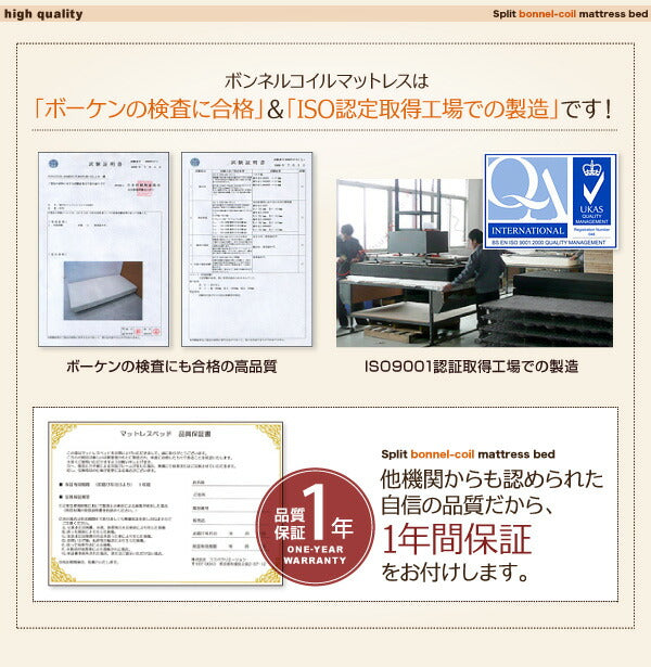 【新商品】組立設置付き 新・移動ラクラク 分割式マットレスベッド 専用敷きパッドセット ボンネルコイルマットレスタイプ ダブル 脚22cm 送料無料