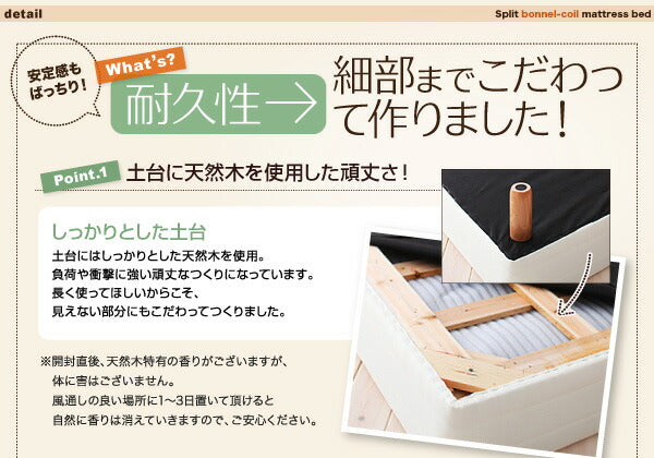 【新商品】組立設置付き 新・移動ラクラク 分割式マットレスベッド 専用敷きパッドセット ボンネルコイルマットレスタイプ ダブル 脚30cm 送料無料