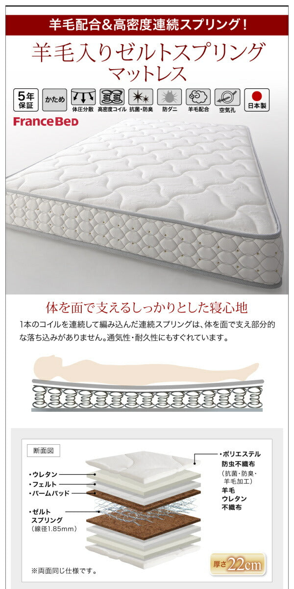 【新商品】組立設置付き 将来分割して使える・大型モダンフロアベッド LAUTUS ラトゥース 羊毛入りゼルトスプリングマットレス付き ワイドK240(SD×2) 送料無料